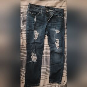Judy Blue Dark Blue Distressed Skinny Jeans